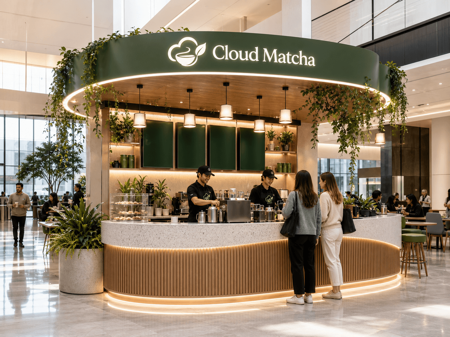 A Cloud Matcha mall cafe with an open service counter